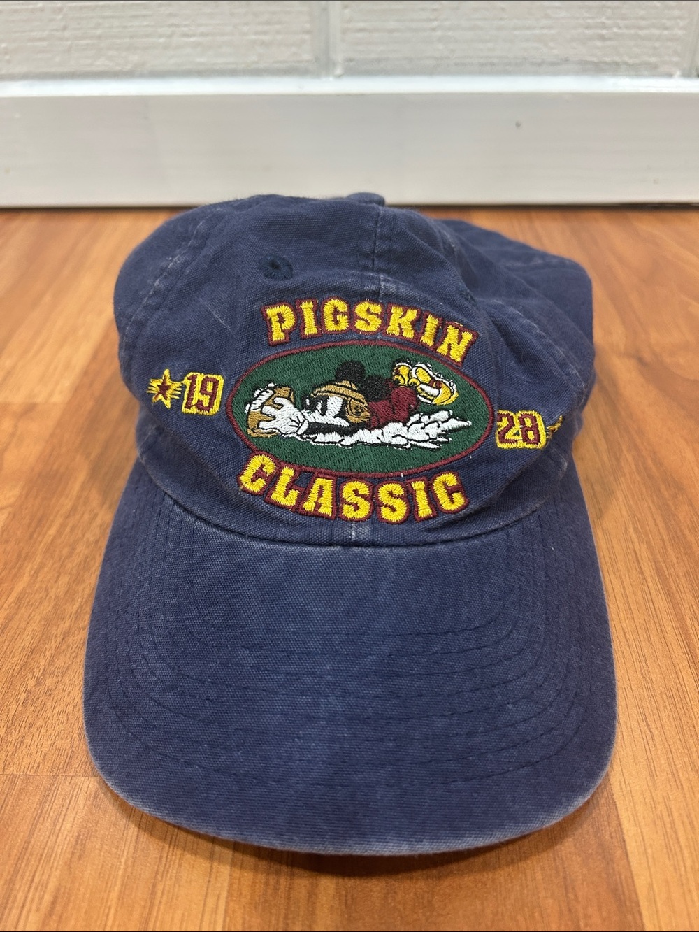Disney Navy Blue Pigskin Classic Embroidered Baseball Cap